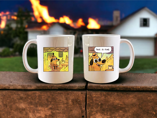 This is fine meme mug