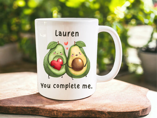 Personalised “you complete me” avocado mug