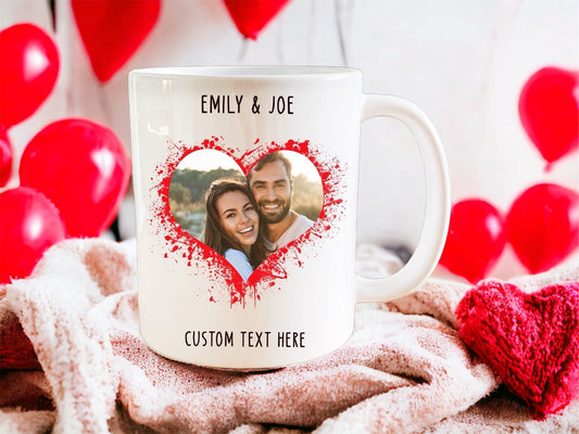 Personalised love heart - custom photo and text mug