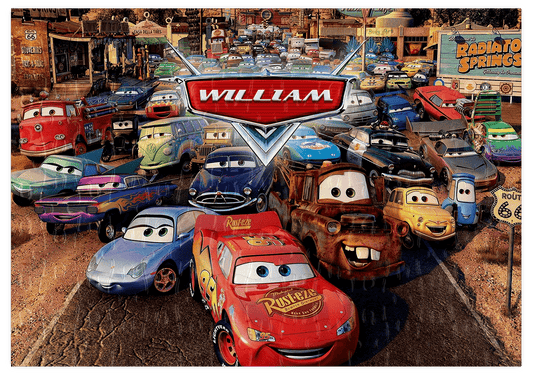 Personalised Cars / Lightening McQueen Jigsaw (120 pieces) + Tin