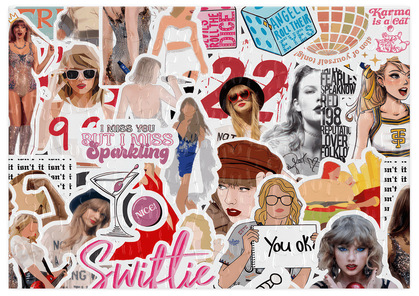 Taylor Swift Sticker Collage Jigsaw (120 pieces) + Tin