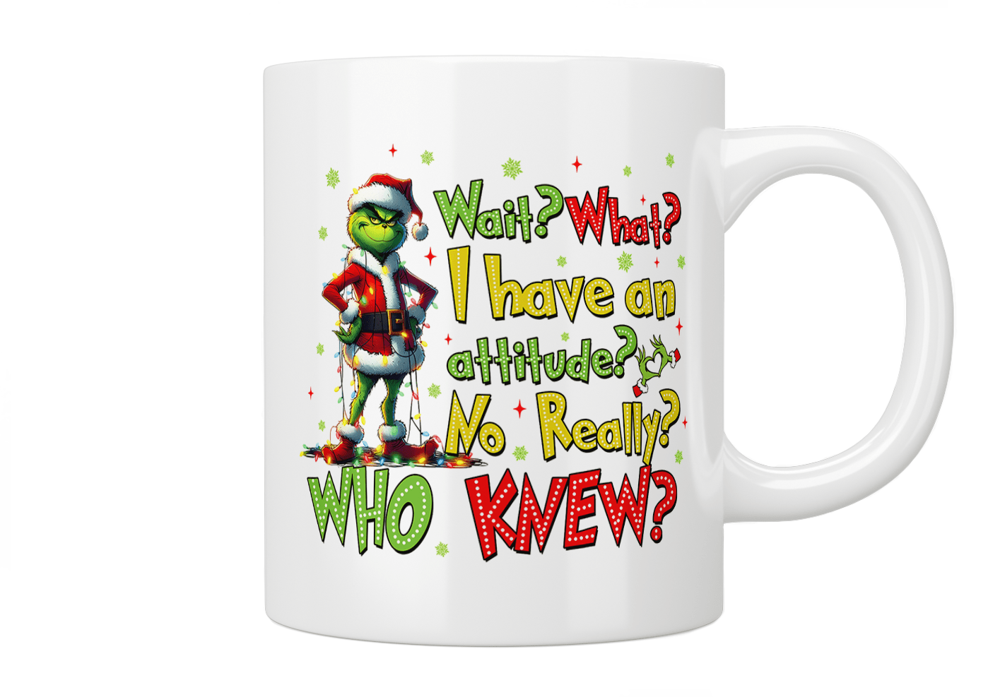 Grinch: Wait? What? I Have An Attitude? No Really? Who Knew? Mug