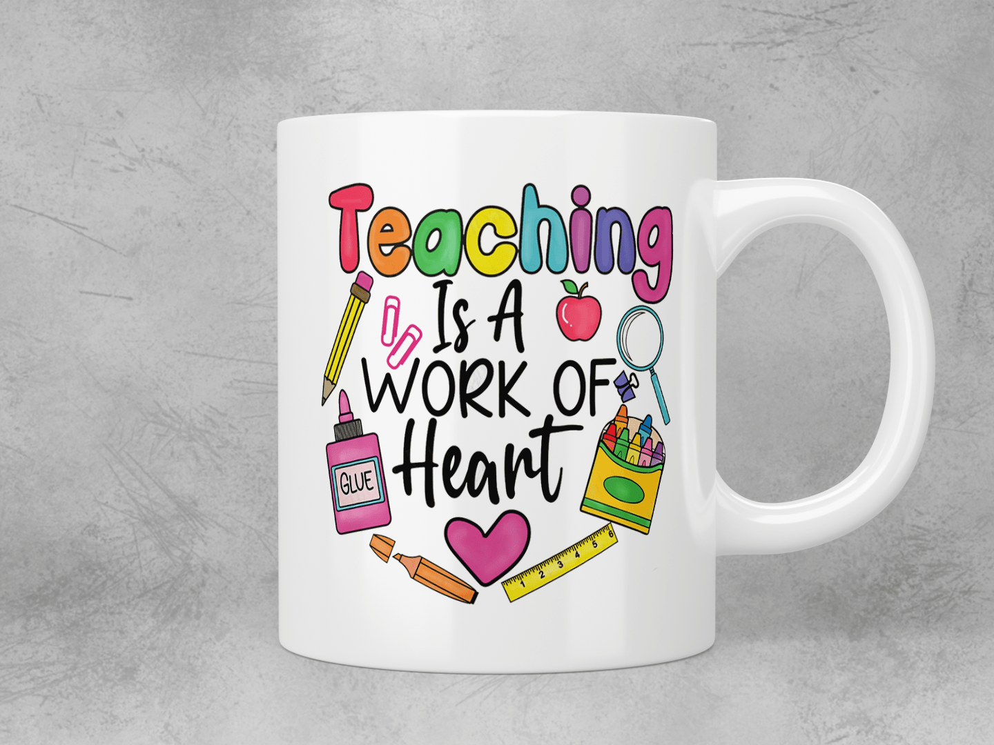 Teaching is a work of heart mug