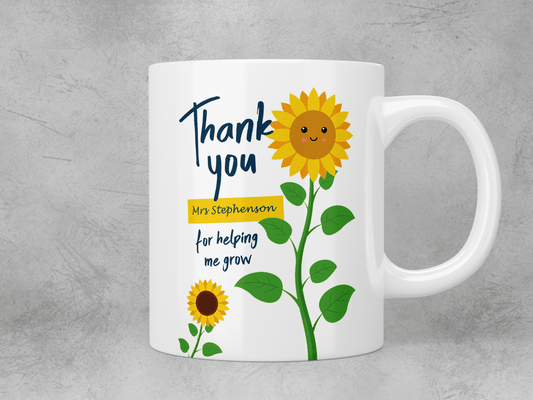 Personalised thank you for helping me grow - teacher mug