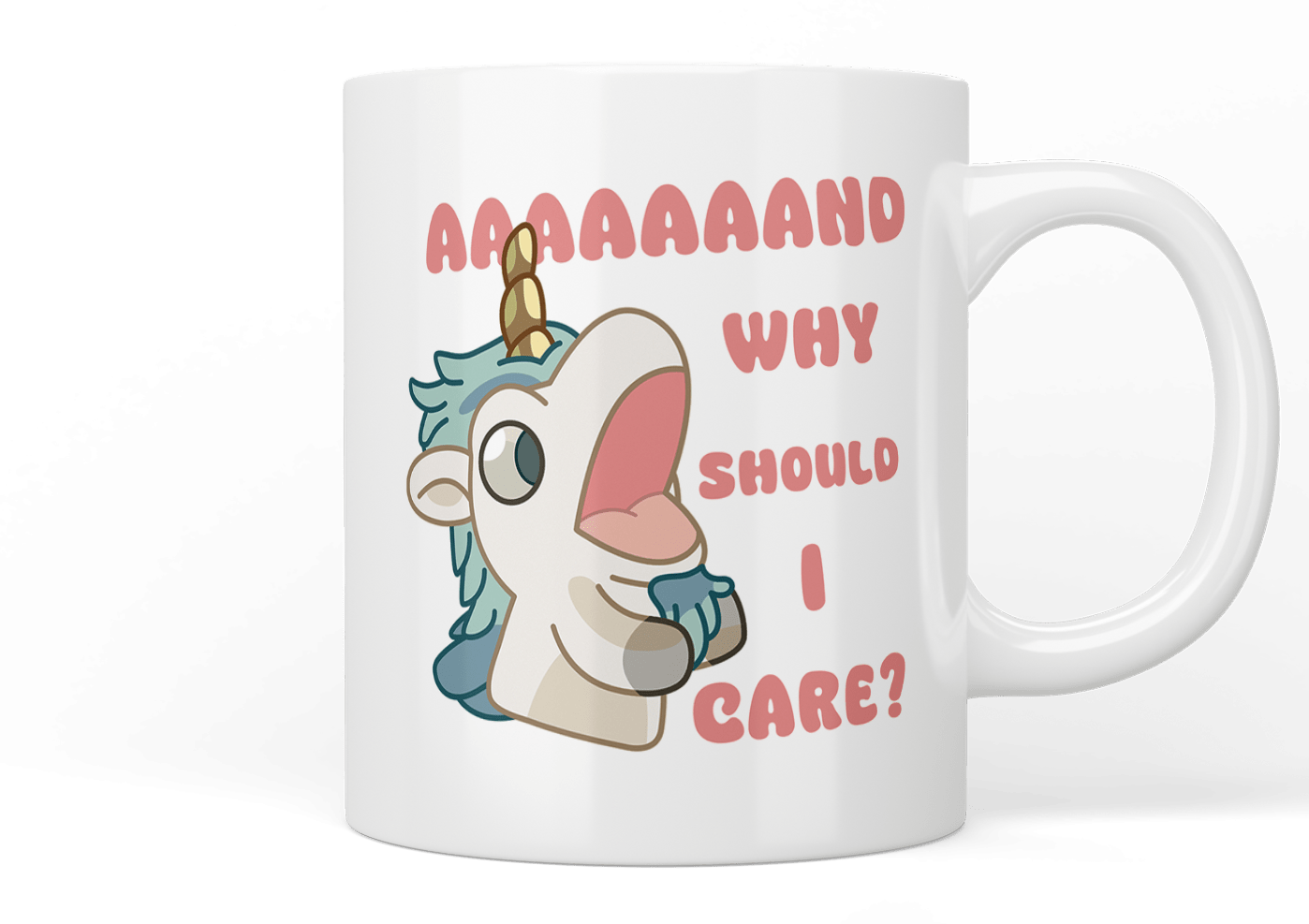 Bluey Unicorse “and why should I care?” mug